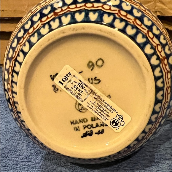 Polish Pottery Floral Patterned Ceramic Pitcher - Picture 2 of 7